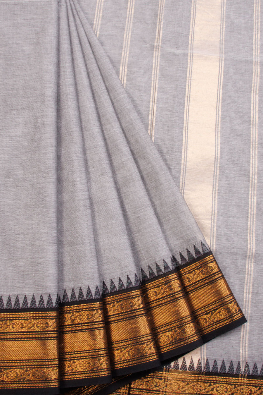 Grey Handwoven Kanchi Cotton Saree 10069285 - Avishya