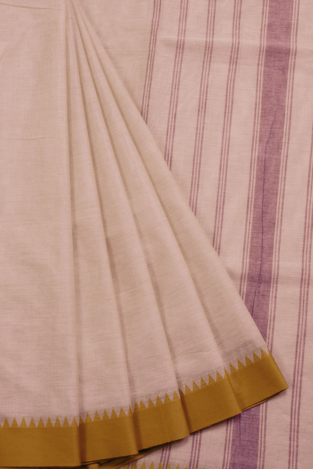 Beige Handwoven Kanchi Cotton Saree 10069286 - Avishya