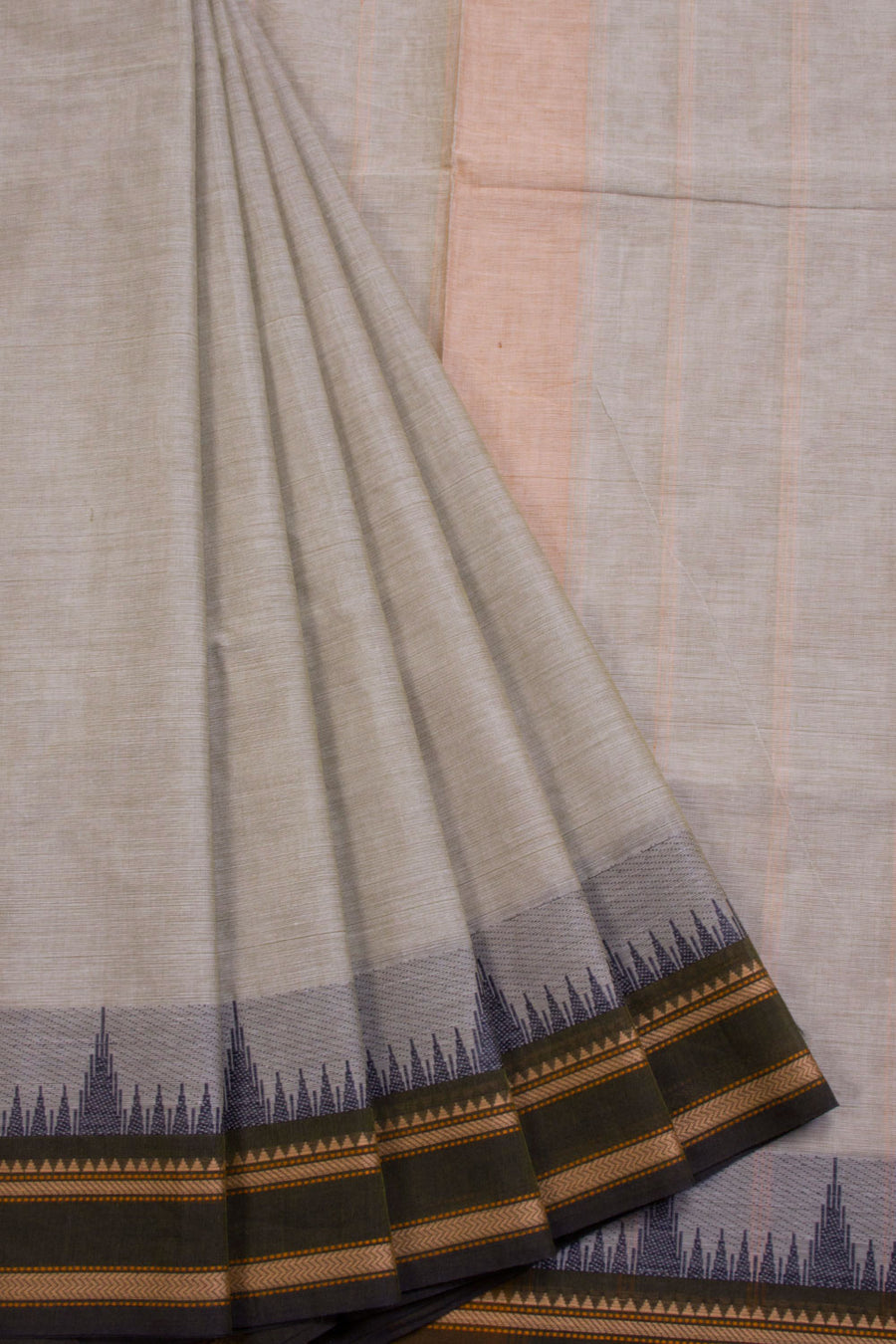 Grey Handwoven Kanchi Cotton Saree 10069293 - Avishya