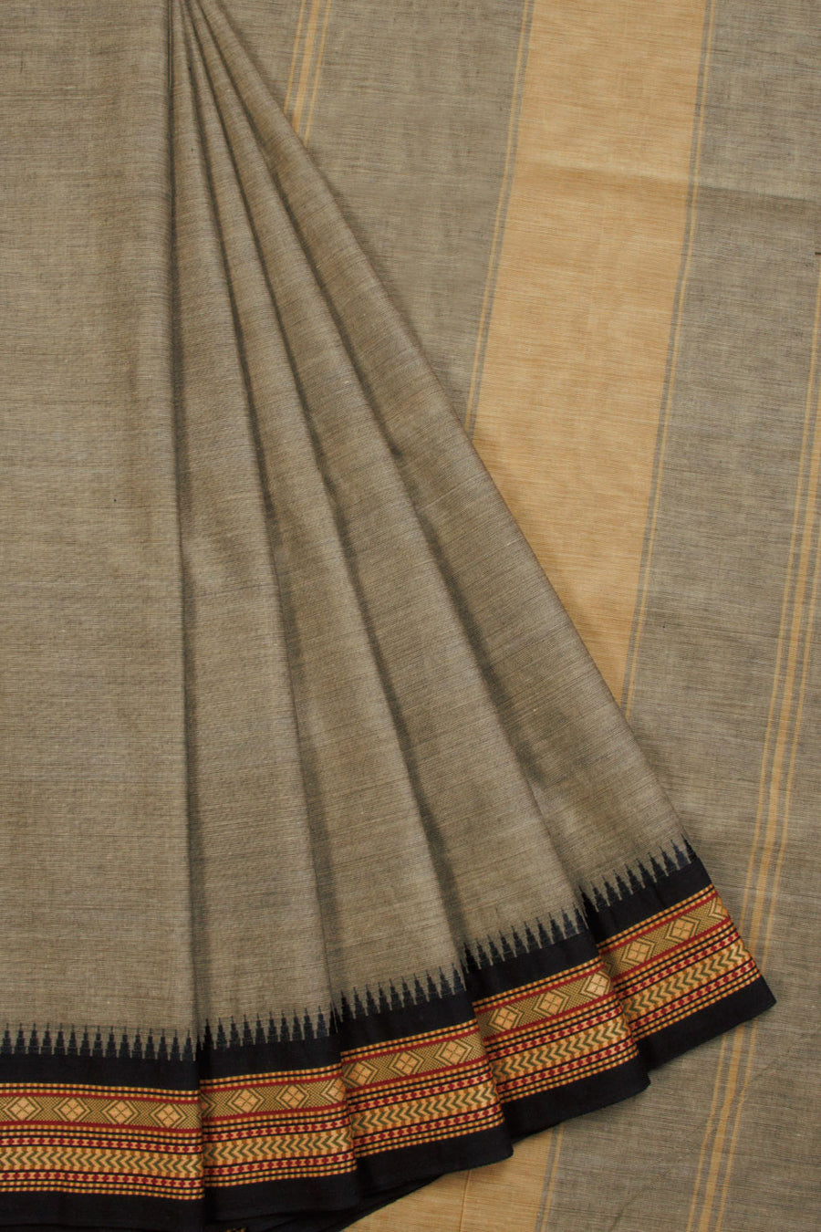 Grey Handwoven Kanchi Cotton Saree 10069297 - Avishya