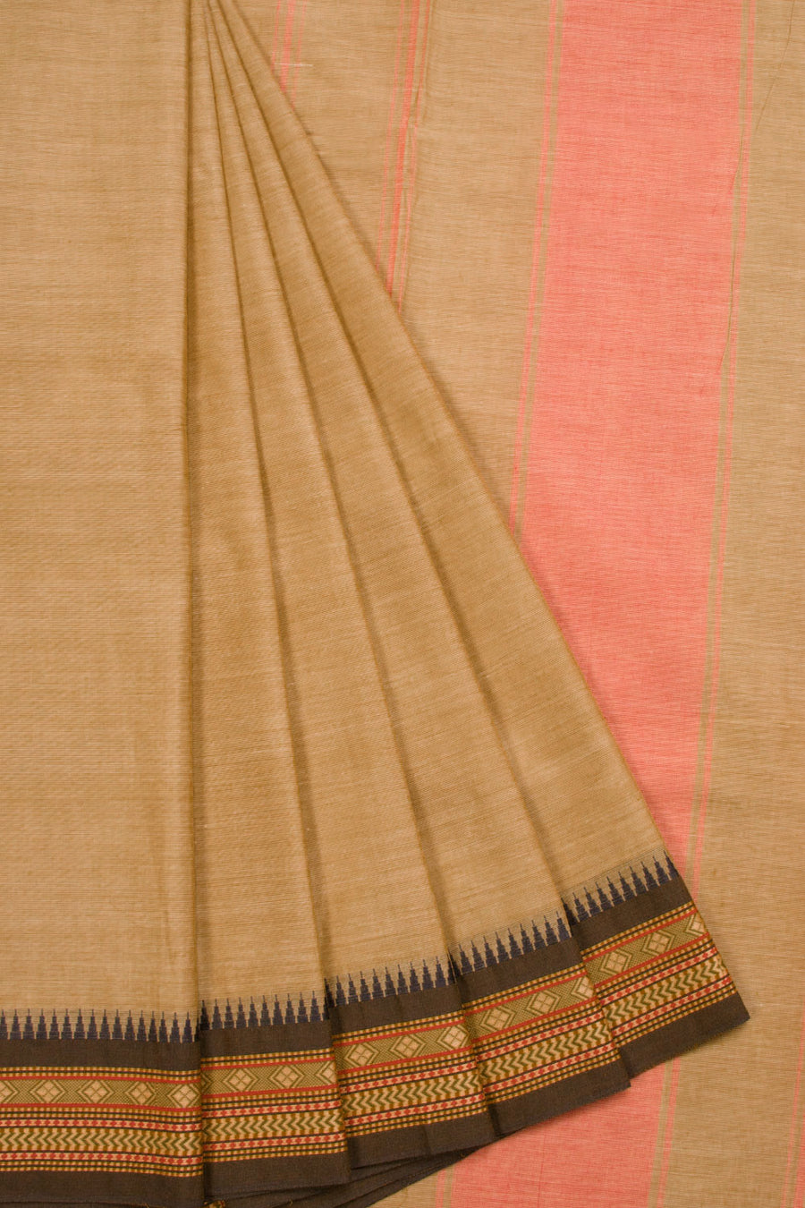 Brown Handwoven Kanchi Cotton Saree 10069299 - Avishya