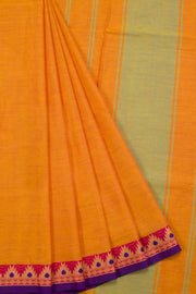 Orange Handwoven Kanchi Cotton Saree 10069306 - Avishya