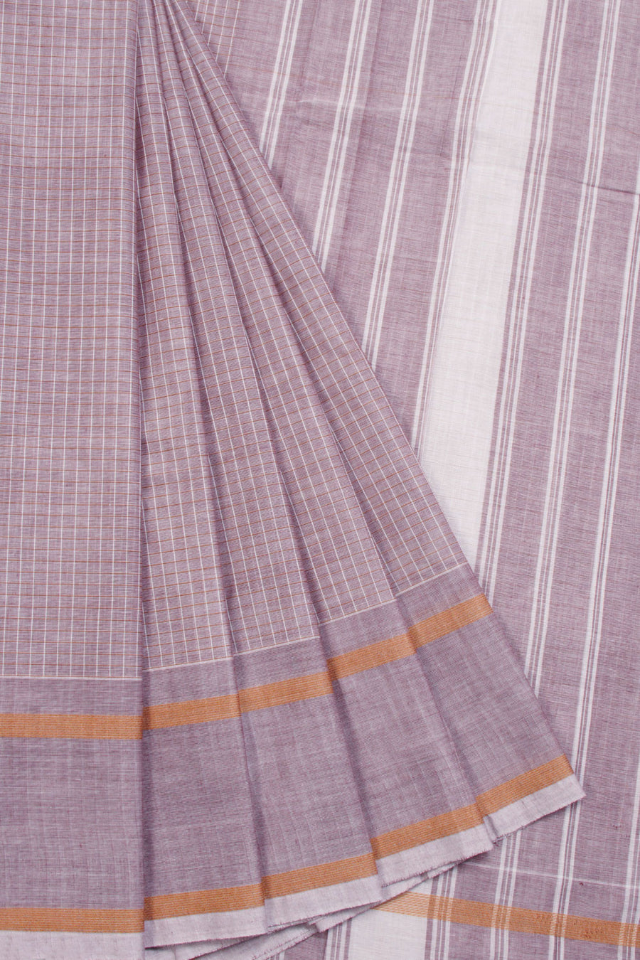 Mauve Handwoven Kanchi Cotton Saree 10069308 - Avishya