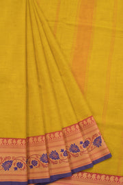 Yellow Handwoven Kanchi Cotton Saree 10069383 - Avishya