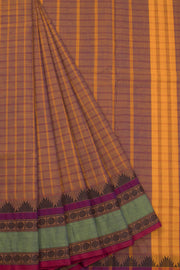 Brown Shot Purple Handwoven Kanchi Cotton Saree