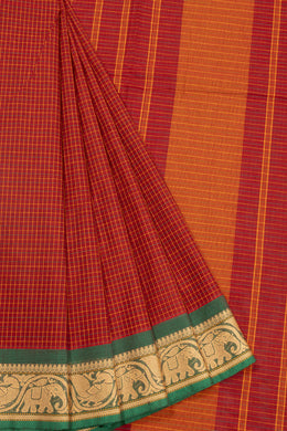 Maroon Handloom Kanchi Cotton Saree