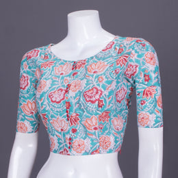 Blue Handblock Printed Cotton Blouse 10069759 - Avishya