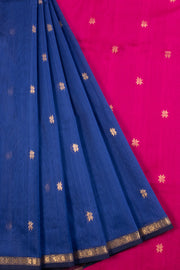 Blue Handloom Maheshwari Silk Cotton Saree 10068646 - Avishya
