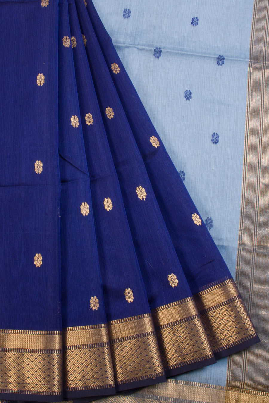 Blue Handloom Maheshwari Silk Cotton Saree 10068653 - Avishya