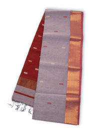 Grey Maheshwari Silk Cotton Saree 10075229