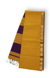 Yellow Maheshwari Silk Cotton Saree 10075233