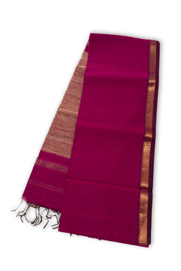 Magenta Maheshwari Silk Cotton Saree 10075234