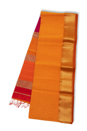 Orange Maheshwari Silk Cotton Saree 10075241