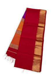 Red Maheshwari Silk Cotton Saree 10075242