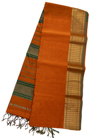 Orange Maheshwari Silk Cotton Saree 10075245