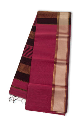 Red Maheshwari Silk Cotton Saree 10075252