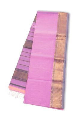 Pink Maheshwari Silk Cotton Saree 10075253