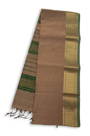 Brown Maheshwari Silk Cotton Saree 10075254