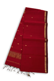 Red Maheshwari Silk Cotton Saree 10075258