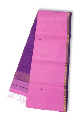 Pink Maheshwari Silk Cotton Saree 10075259