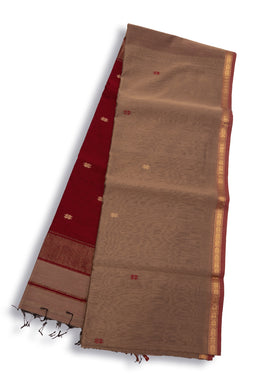 Brown Maheshwari Silk Cotton Saree 10075260