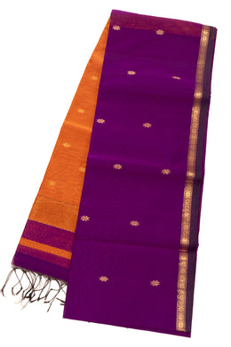 Purple Maheshwari Silk Cotton Saree 10075265