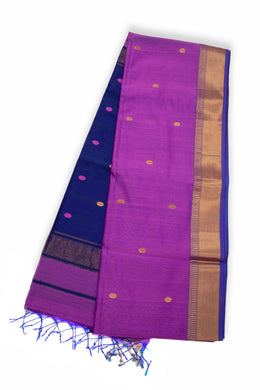 Purple Maheshwari Silk Cotton Saree 10075266