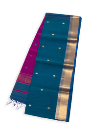 Blue Maheshwari Silk Cotton Saree 10075273