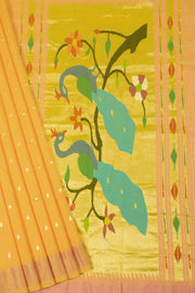 Daisy Yellow Handloom Paithani Cotton Saree 10064577