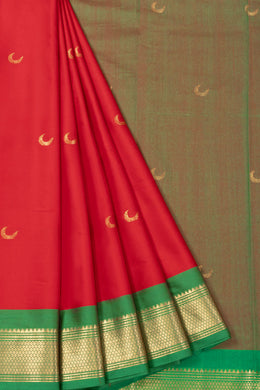 Red Handloom Chandrakon Paithani Silk Saree 10073632