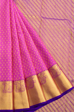 Magenta Pure Zari Jacquard Kanjivaram Silk Saree 10062458