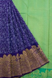 Honey Flower Violet Handloom Kanjivaram Silk Saree 10062459