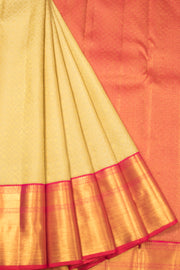 Off White with Rani Pink Korvai Kanjivaram Silk Saree - Avishya