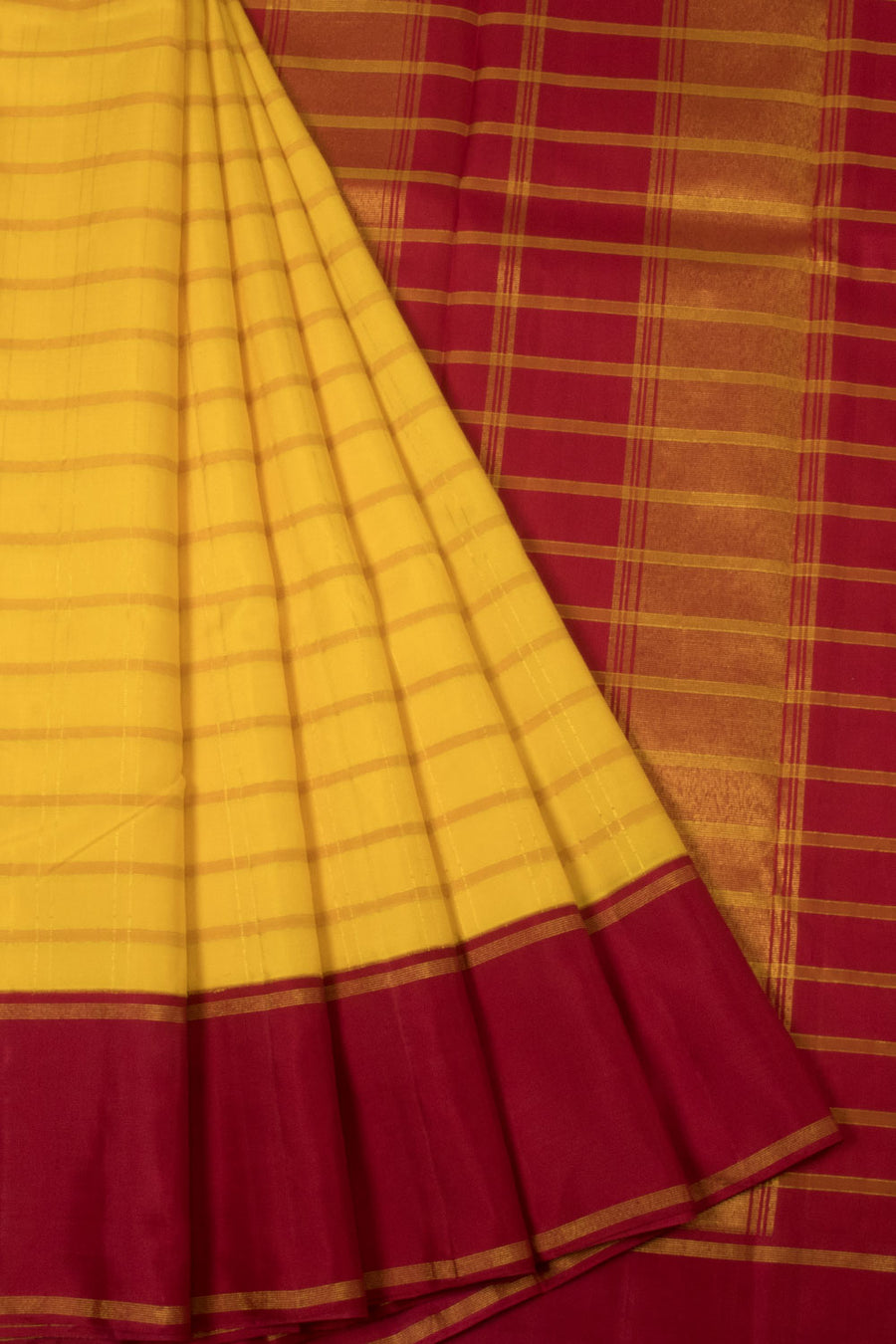 Yellow Handloom Korvai Kanjivaram Silk Saree - Avishya