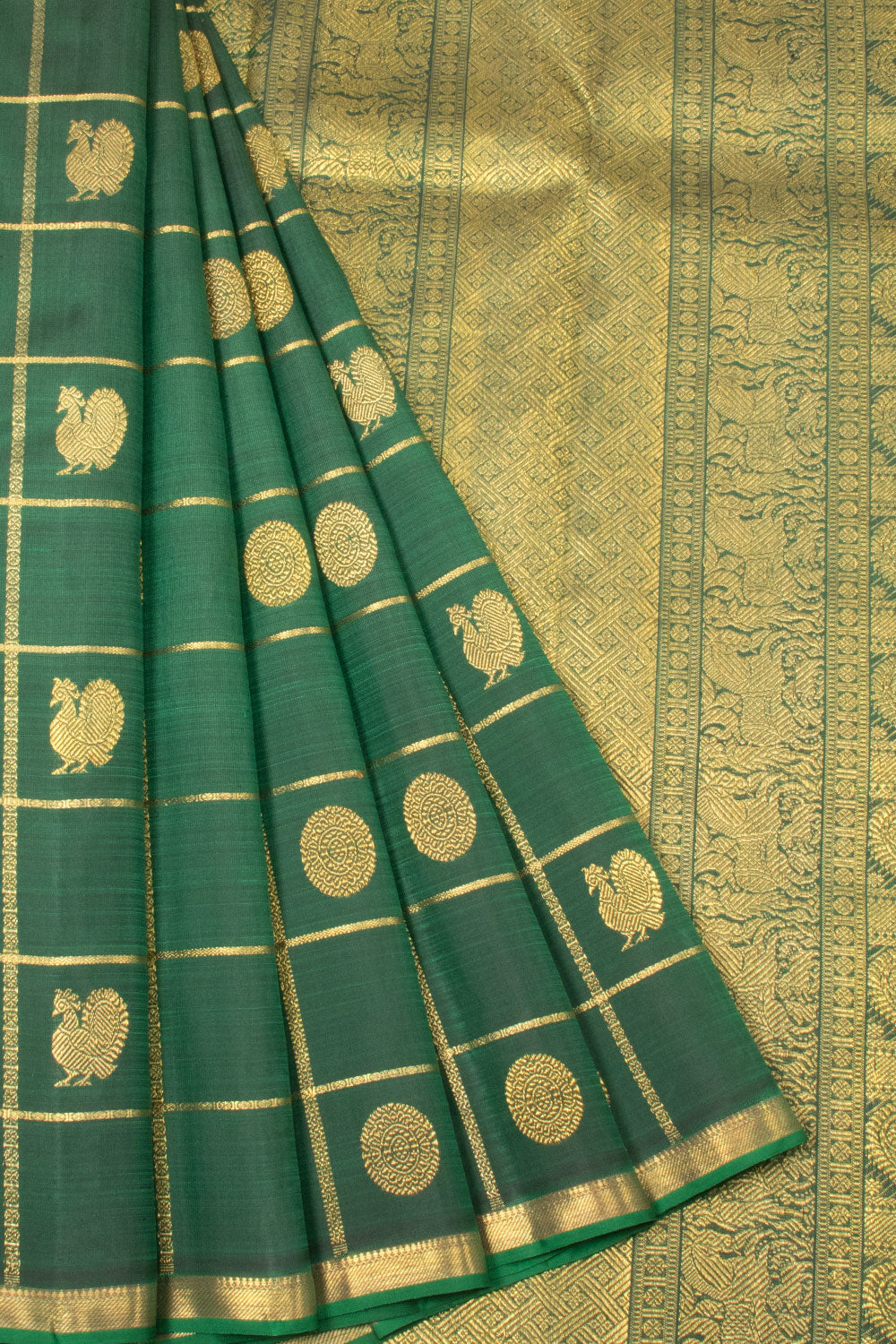 Forest Green Handloom Kanjivaram Silk Saree - Avishya 