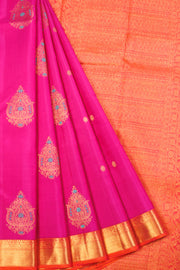 Bright Pink Handloom Kanjivaram silk saree - Avishya