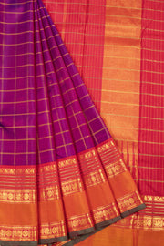 Purple Handloom Bridal Korvai Kanjivaram Silk Saree 10069160 - Avishya