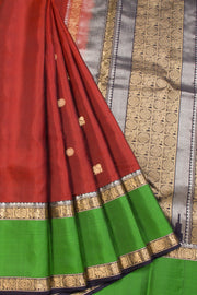 Maroon Handloom Threadwork Kanjivaram Silk Saree 10069267 - Avishya