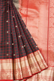 Black Handloom Kanjivaram Silk Saree 10069271 - Avishya