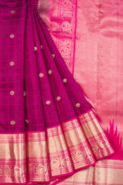 Purple Handloom Threadwork Kanjivaram Silk Saree 10069272 - Avishya
