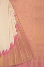 Cream Handloom Rising Border Bridal Kanjivaram Silk Saree 10070622