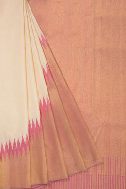 Cream Handloom Rising Border Bridal Kanjivaram Silk Saree 10070622