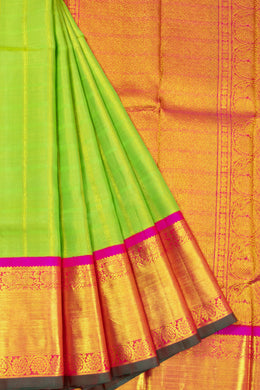 Green Handloom Bridal Korvai Kanjivaram Silk Saree