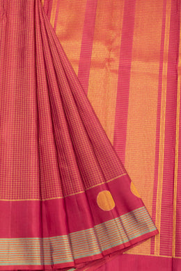 Maroon Checked Design Kanjivaram Silk Saree 10070649