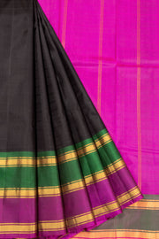 Black Handloom Kanjivaram Soft Silk Saree