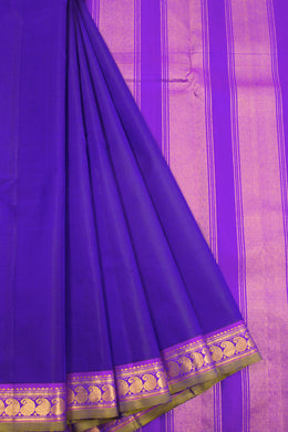 Blue Handloom Kanchipuram Pure Silk Saree 10072818