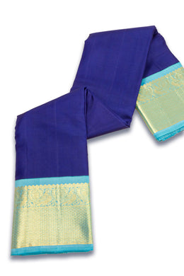 Blue Pure Silk Silver Zari Kanjivaram Saree 10074761