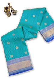 Ocean Blue Bridal Kanjivaram Silk Saree 10075534