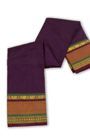 Kanjivaram Vegan Viscose Silk Saree Eggplant Color and Traditional Design 10075550