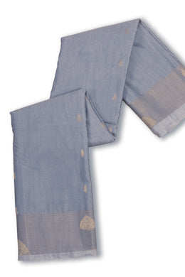 Slate Gray Kanjivaram Vegan Silk Saree 10075586